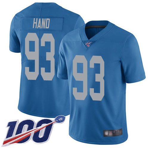 Detroit Lions Limited Blue Men Dahawn Hand Alternate Jersey NFL Football #93 100th Season Vapor Untouchable->detroit lions->NFL Jersey